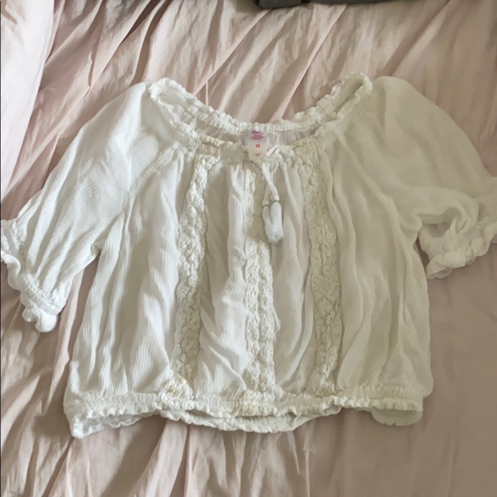 Justice girls white crop blouse
